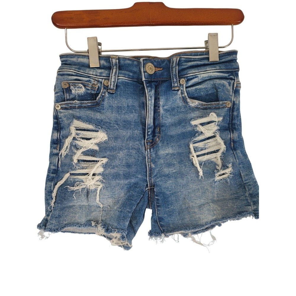 American Eagle Next Level Stretch Shorts 0 Womens High Rise Shortie Distressed